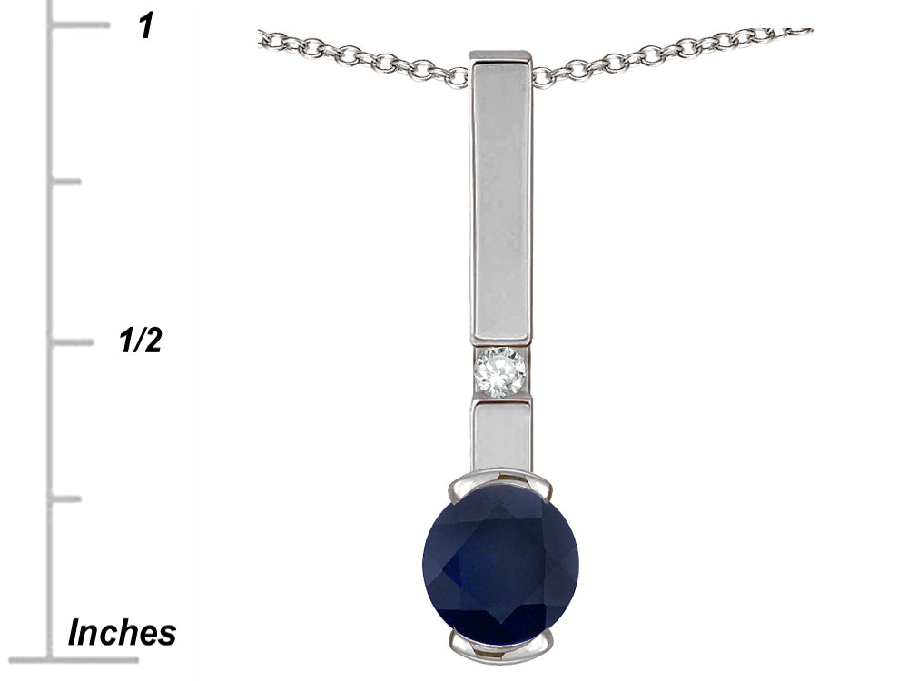 Star K  Round 6mm Genuine Black Sapphire Bar Pendant Necklace