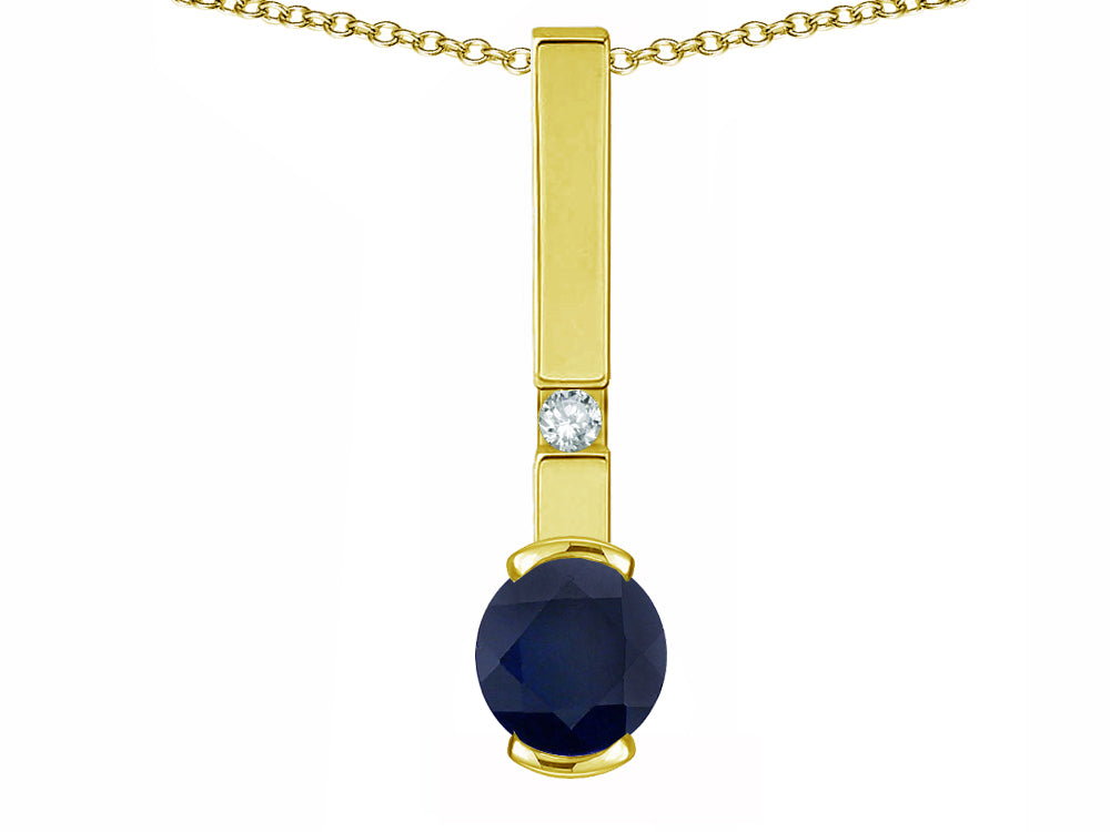Star K  Round 6mm Genuine Black Sapphire Bar Pendant Necklace