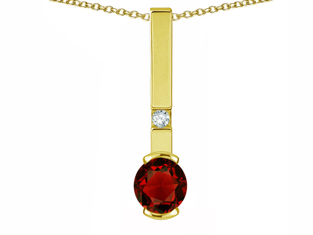 Star K  Round 6mm Genuine Garnet Bar Pendant Necklace