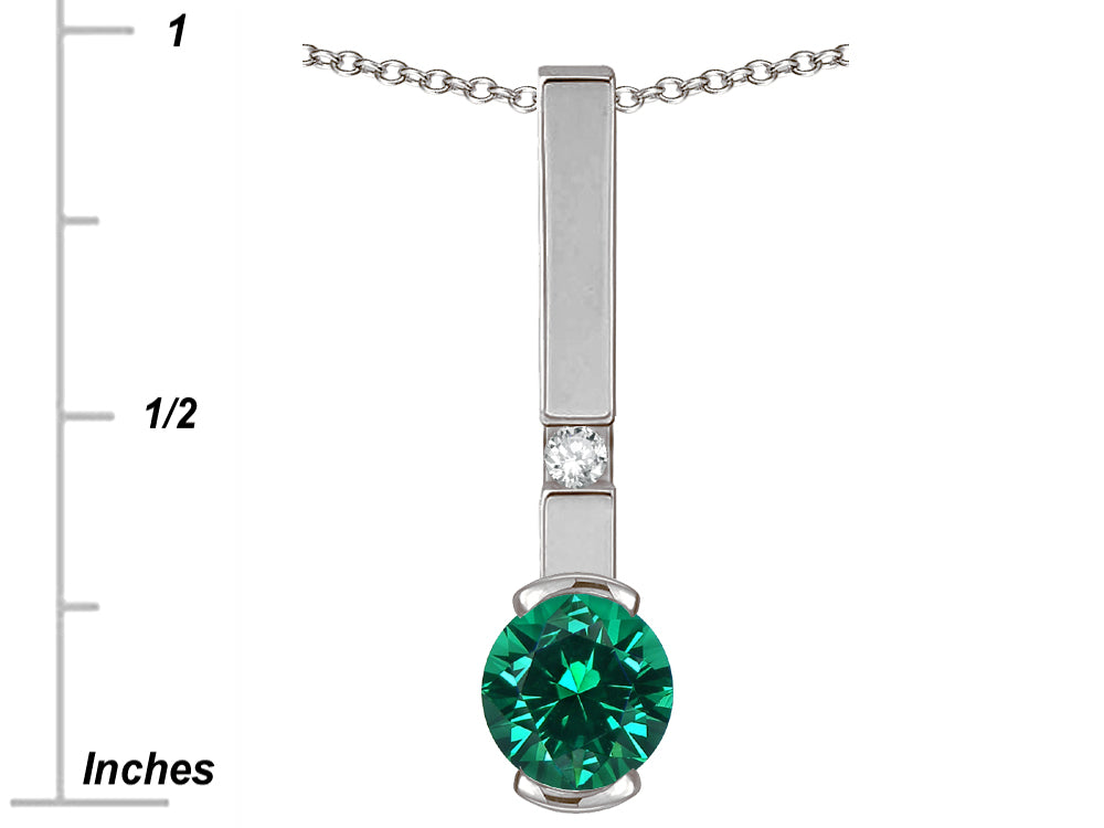 Star K  Round 6mm Simulated Emerald Bar Pendant Necklace