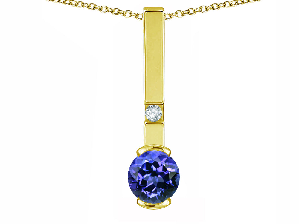Star K  Round 6mm Simulated Tanzanite Bar Pendant Necklace