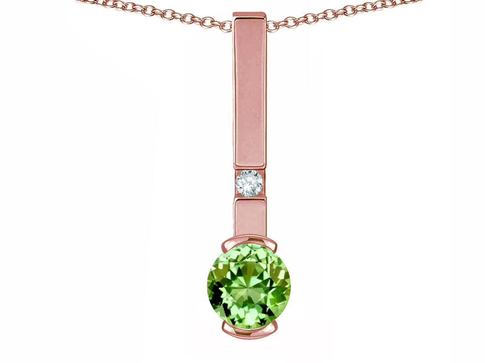Star K  Round 6mm Simulated Green Tourmaline Bar Pendant Necklace