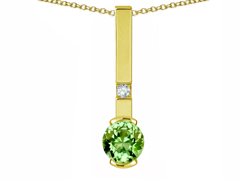 Star K  Round 6mm Simulated Green Tourmaline Bar Pendant Necklace