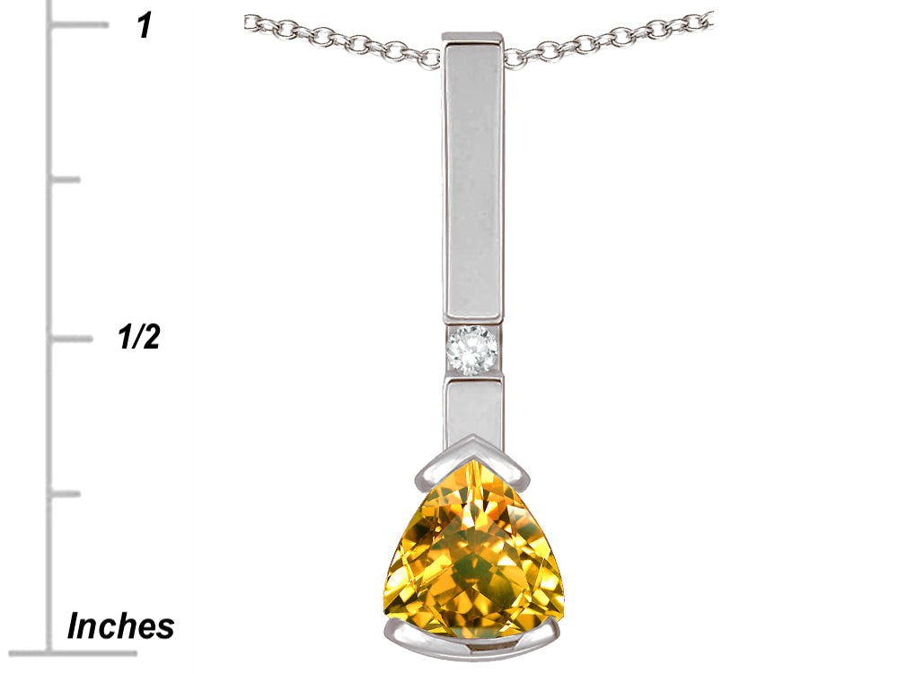 Star K  7mm Trillion Genuine Citrine Bar Pendant Necklace