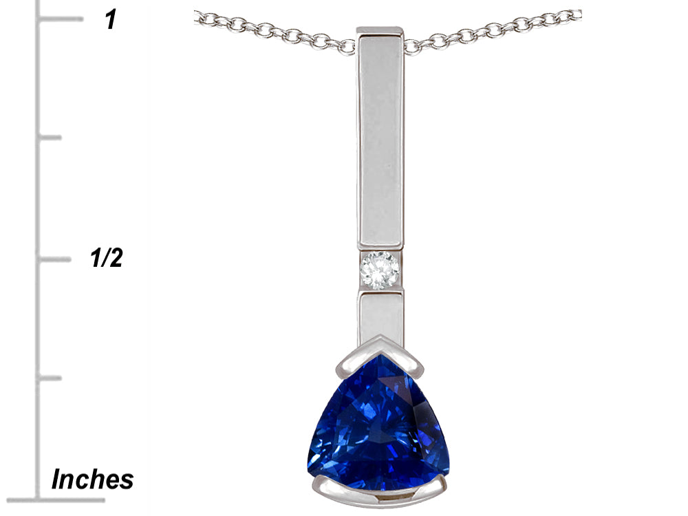 Star K  7mm Trillion Created Sapphire Bar Pendant Necklace