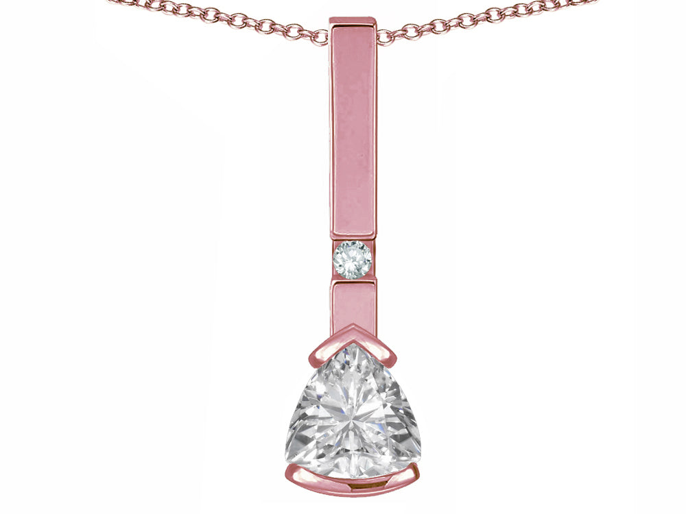 Star K  7mm Trillion Genuine White Topaz Bar Pendant Necklace