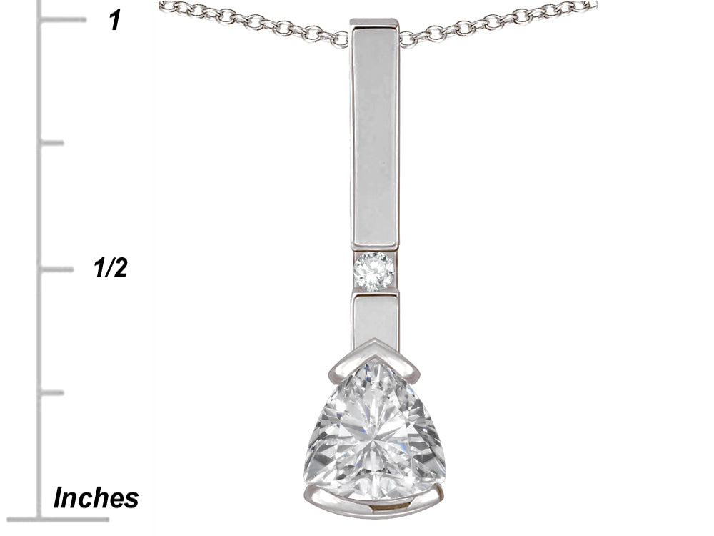 Star K  7mm Trillion Genuine White Topaz Bar Pendant Necklace