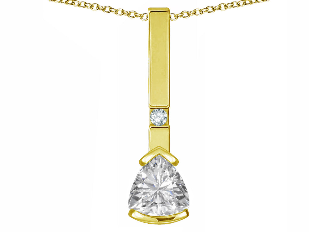 Star K  7mm Trillion Genuine White Topaz Bar Pendant Necklace
