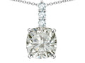 Star K  7mm Cushion-Cut Genuine White Topaz Three Stone Pendant Necklace