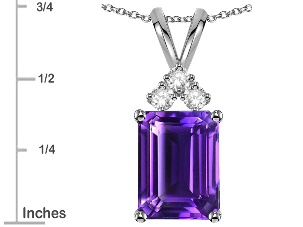 Star K  Emerald Cut 10x8 mm Genuine Amethyst Pendant Necklace