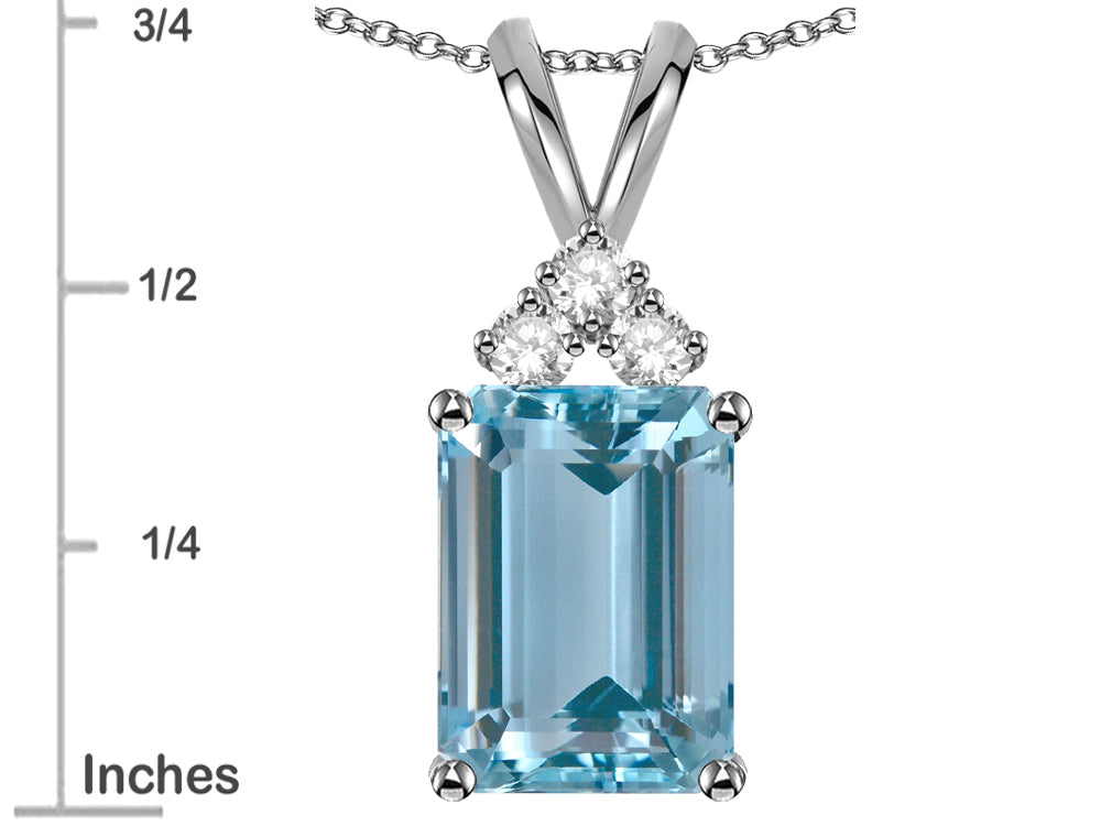 Star K  Emerald Cut 10x8 mm Genuine Sky Blue Topaz Pendant Necklace