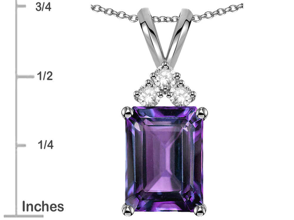 Star K  Emerald Cut 10x8 mm Simulated Alexandrite Pendant Necklace