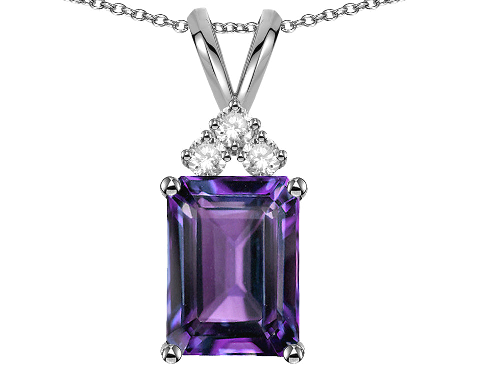 Star K  Emerald Cut 10x8 mm Simulated Alexandrite Pendant Necklace