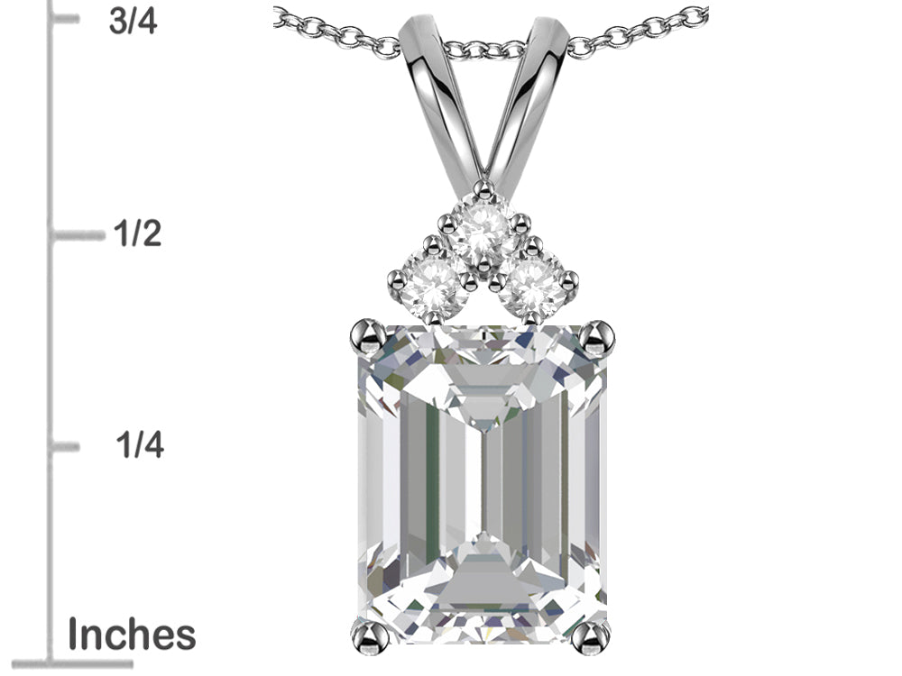 Star K  Emerald Cut 10x8 mm Genuine White Topaz Pendant Necklace
