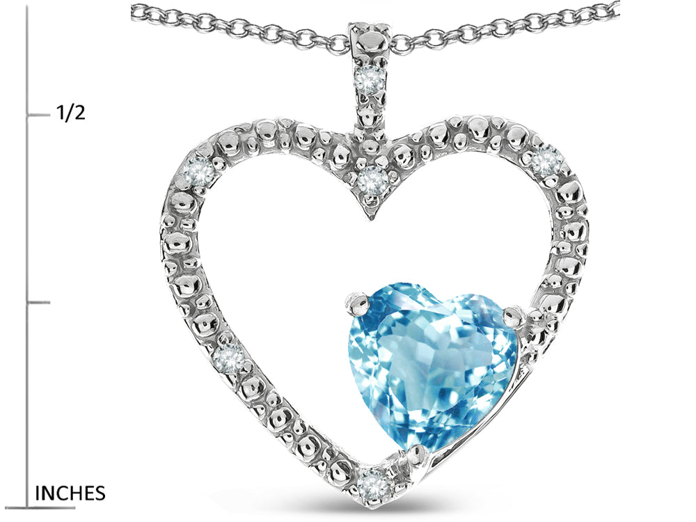 Star K  Open Heart Pendant Necklace with 6mm Heart Shaped Genuine Sky Blue Topaz Stone
