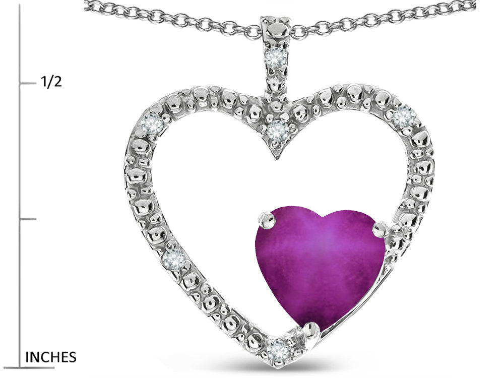 Star K  Open Heart Pendant Necklace with 6mm Heart Shaped Created Star Ruby Stone