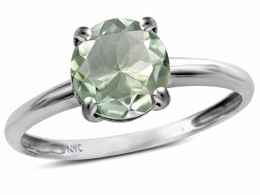 Star K  Genuine Green Amethyst Round 7mm Classic Solitaire Engagement Promise Ring