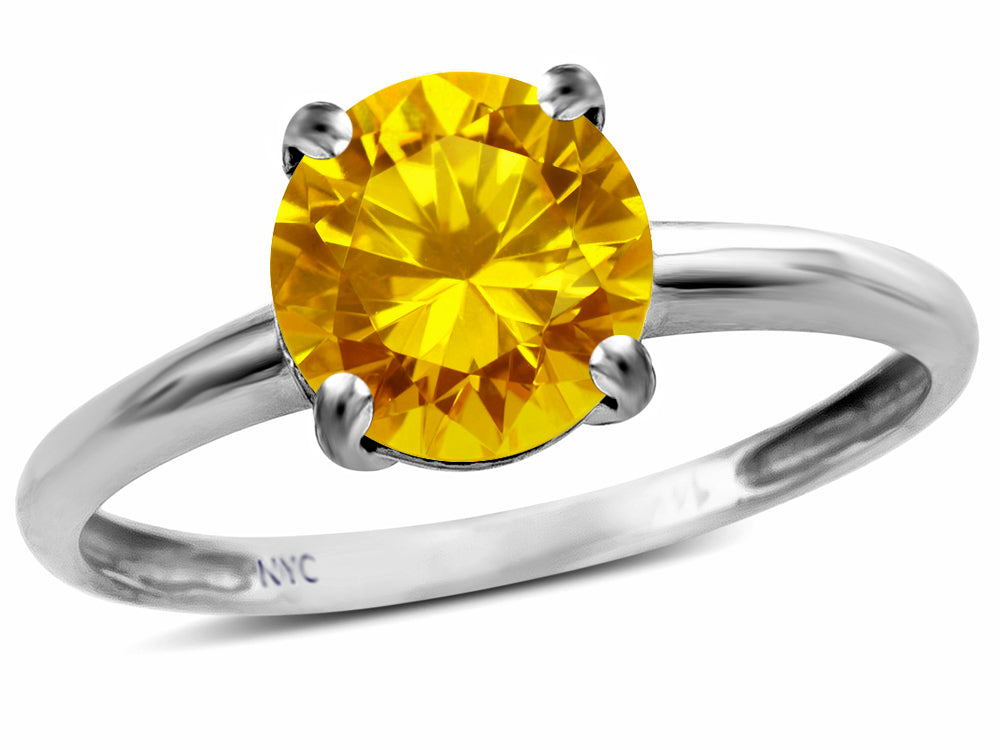 Star K  Genuine Citrine Round 7mm Classic Solitaire Engagement Promise Ring