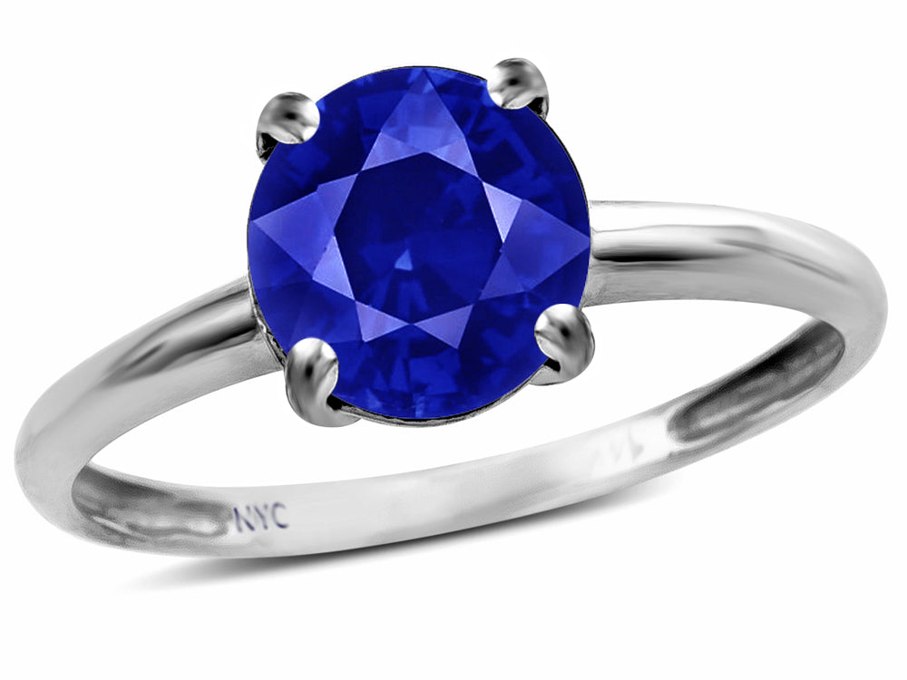 Star K  Created Sapphire Round 7mm Classic Solitaire Engagement Promise Ring