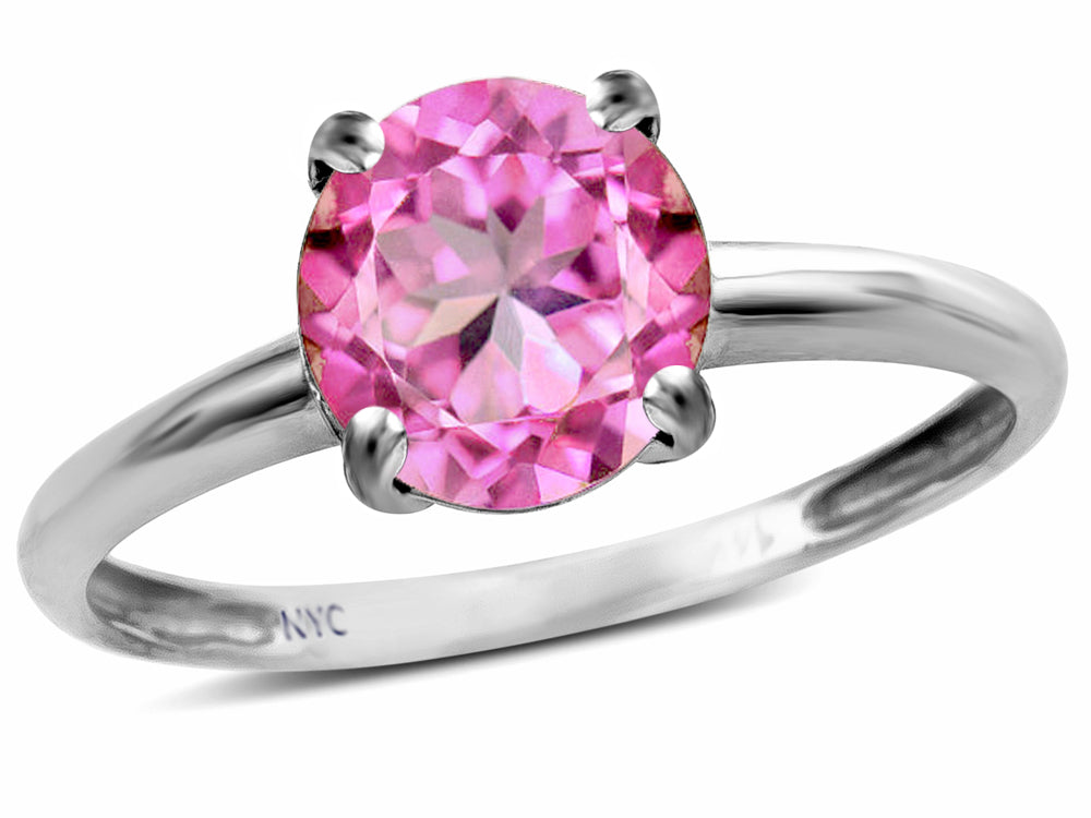 Star K  Created Pink Sapphire Round 7mm Classic Solitaire Engagement Promise Ring