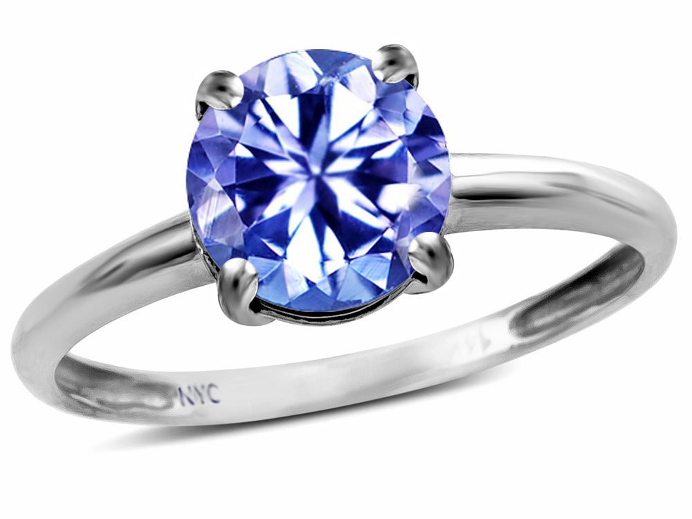 Star K  Simulated Tanzanite Round 7mm Classic Solitaire Engagement Promise Ring