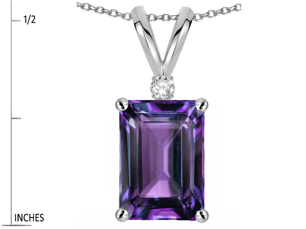 Star K  Classic Octagon Emerald Cut 8x6mm Simulated Alexandrite Pendant Necklace