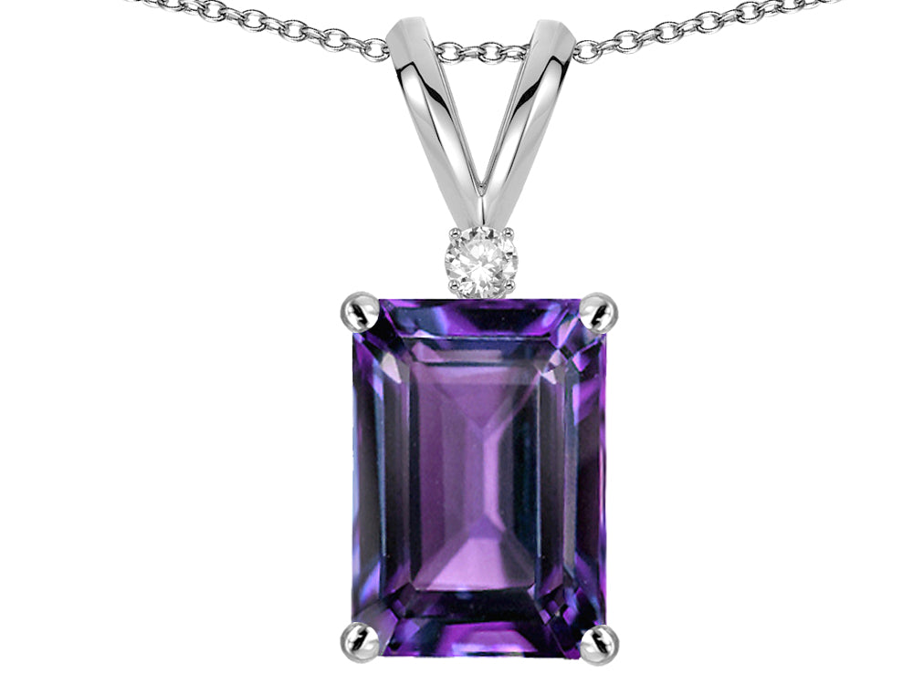 Star K  Classic Octagon Emerald Cut 8x6mm Simulated Alexandrite Pendant Necklace