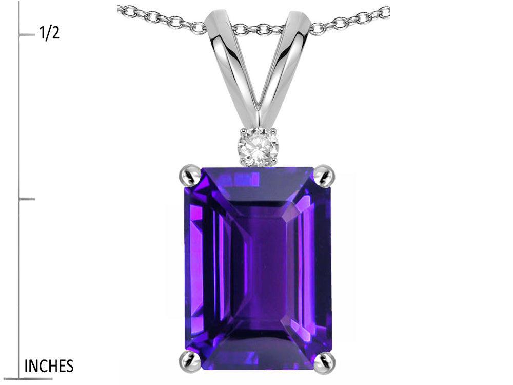 Star K  Classic Octagon Emerald Cut 8x6mm Genuine Amethyst Pendant Necklace