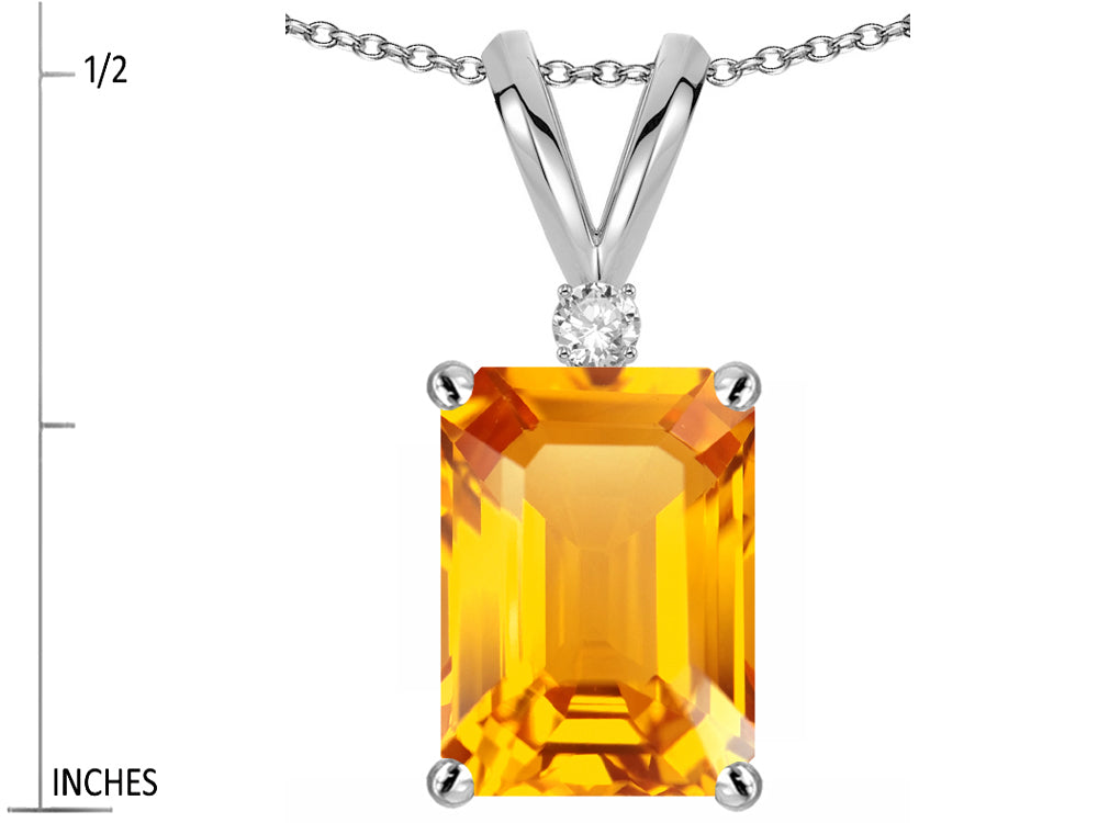 Star K  Classic Octagon Emerald Cut 8x6mm Genuine Citrine Pendant Necklace