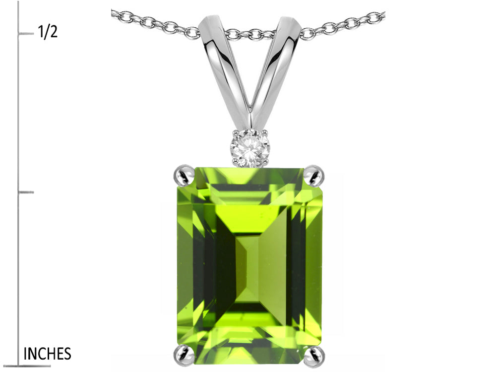 Star K  Classic Octagon Emerald Cut 8x6mm Genuine Peridot Pendant Necklace