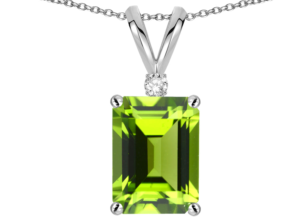 Star K  Classic Octagon Emerald Cut 8x6mm Genuine Peridot Pendant Necklace