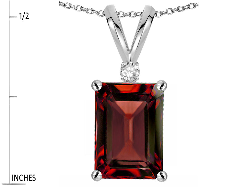 Star K  Classic Octagon Emerald Cut 8x6mm Genuine Garnet Pendant Necklace