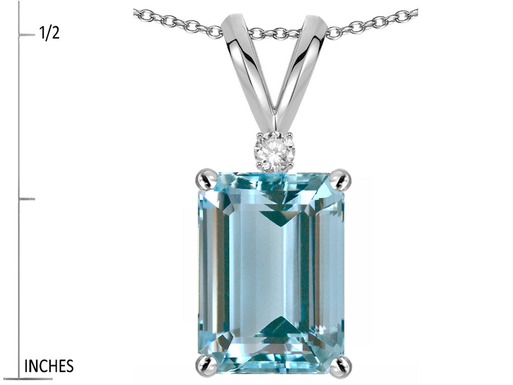 Star K  Classic Octagon Emerald Cut 8x6mm Genuine Sky Blue Topaz Pendant Necklace