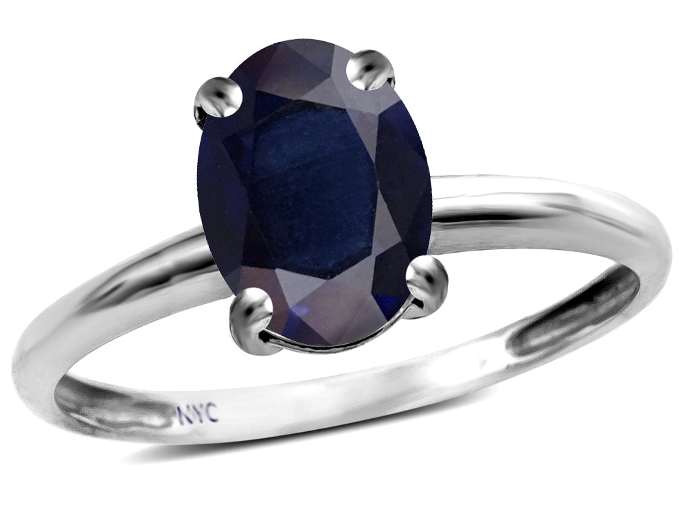 Star K  Classic Solitaire Oval 8x6 Genuine Sapphire Engagement Promise Ring