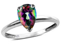 Star K  Classic V prong Solitaire 8x6 Pear Shape Rainbow Mystic Topaz Engagement Promise Ring