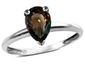 Star K  Classic V prong Solitaire 8x6 Pear Shape Genuine Smoky Quartz Engagement Promise Ring