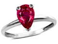 Star K  Classic V prong Solitaire 8x6 Pear Shape Created Ruby Engagement Promise Ring