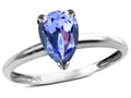 Star K  Classic V prong Solitaire 8x6 Pear Shape Genuine Tanzanite Engagement Promise Ring