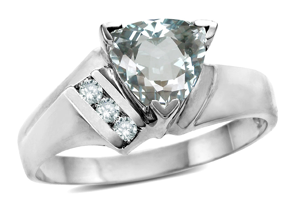Star K  Genuine Aquamarine Trillion Triangle Contemporary Modern Designer Ring