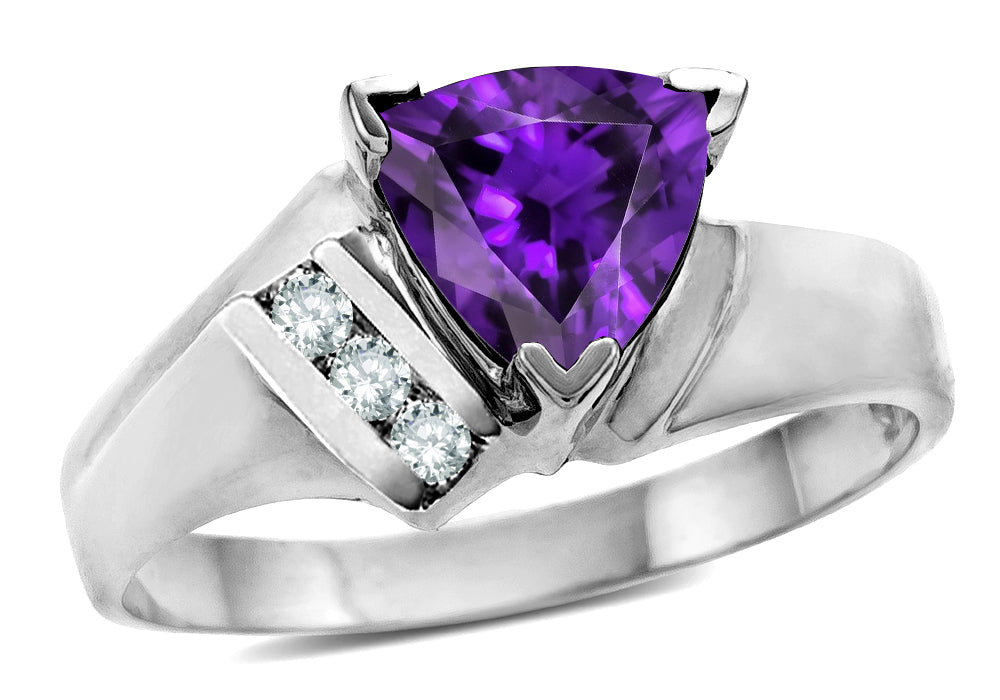 Star K  Genuine Amethyst Trillion Triangle Contemporary Modern Designer Ring