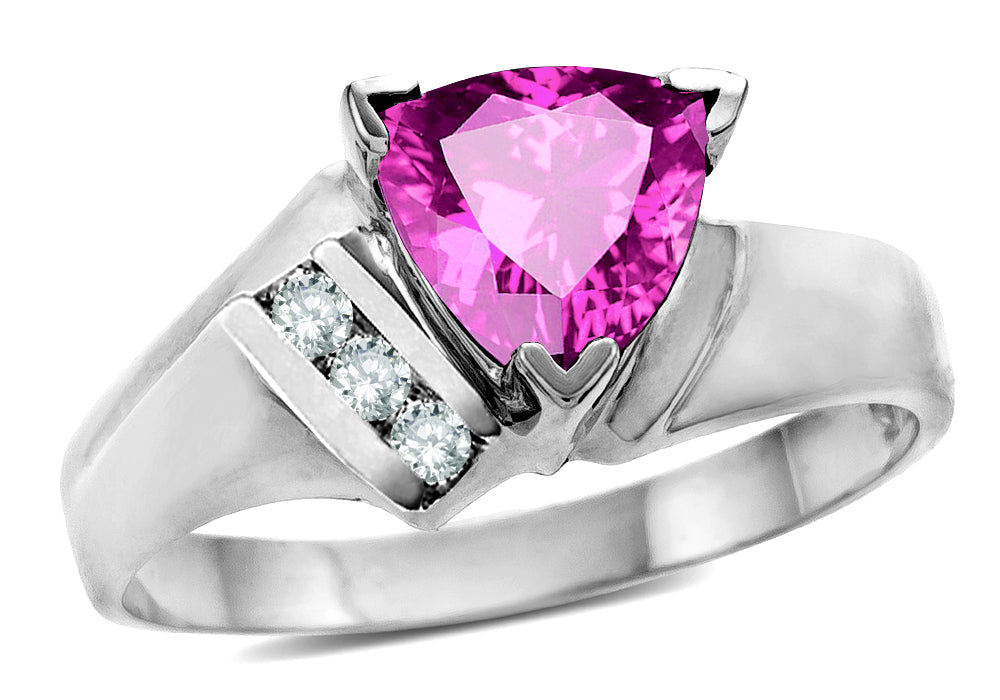 Star K  Created Pink Sapphire Trillion Triangle Contemporary Modern Designer Ring