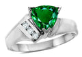 Star K  Simulated Emerald Trillion Triangle Contemporary Modern Designer Ring