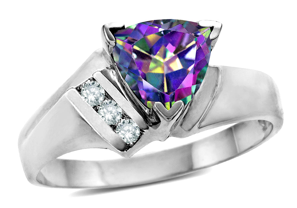 Star K  Rainbow Mystic Topaz Trillion Triangle Contemporary Modern Designer Ring