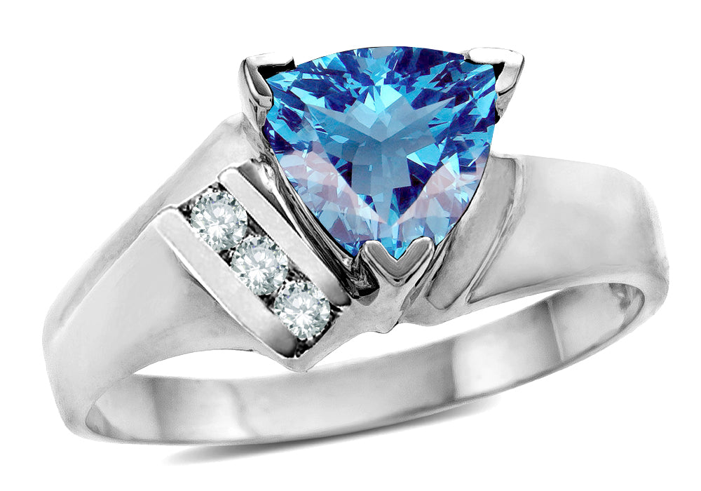 Star K  Blue Topaz Trillion 7mm Contemporary Designer Ring