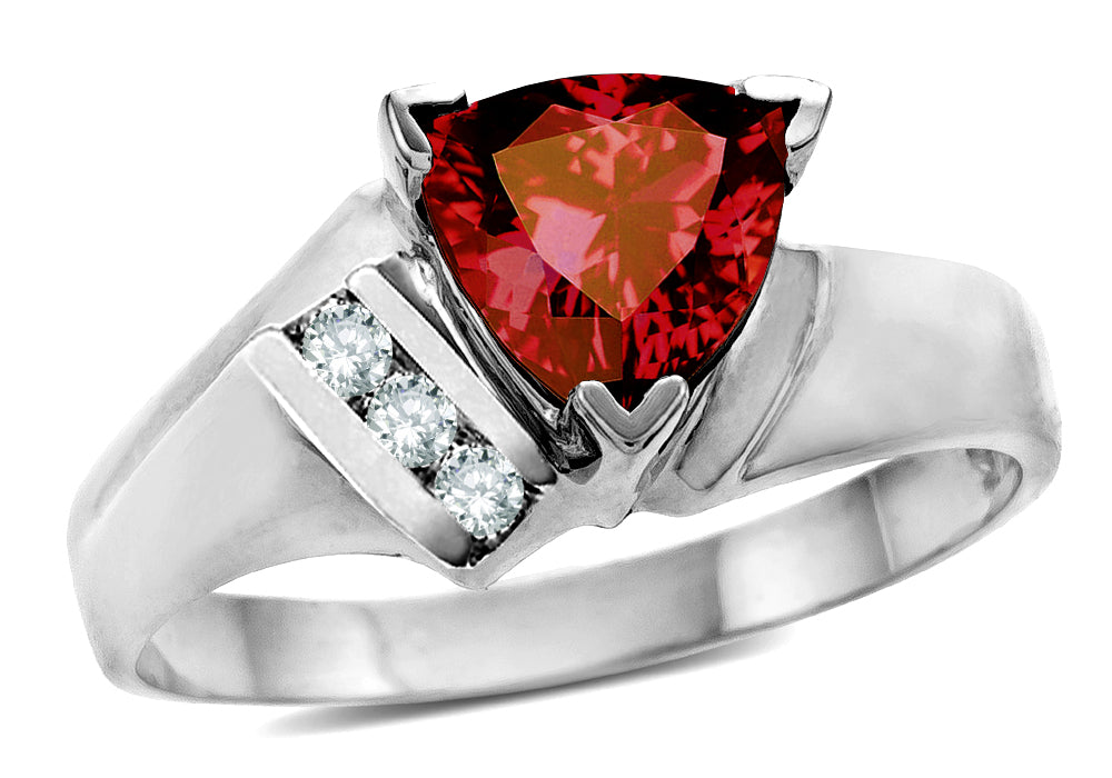 Star K  Genuine Garnet Triangle Trillion 7mm Contemporary Modern Designer Ring