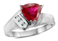 Star K  Created Ruby Triangle Trillion 7mm Contemporary Modern Designer Ring