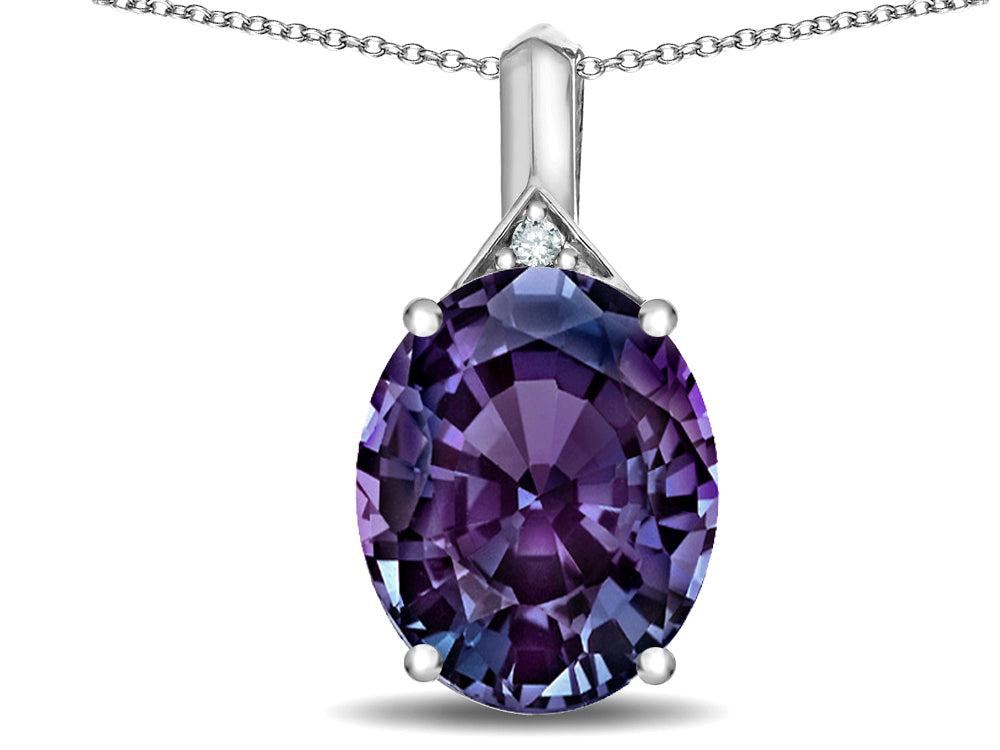 Star K Expressions Large 12x10mm Oval Simulated Alexandrite Pendant Necklace