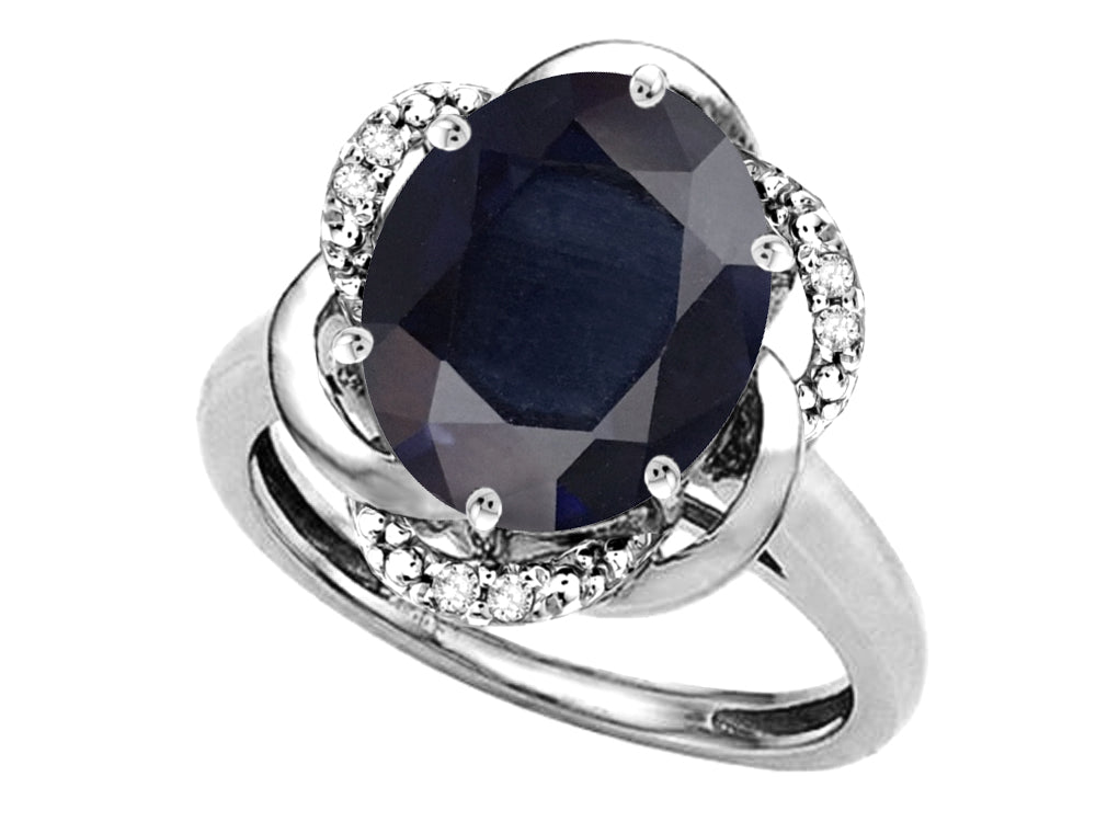 Star K  Large Oval 12x10mm Genuine Black Sapphire Knot Big Stone Ring
