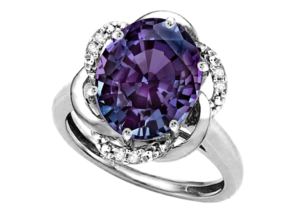 Star K  Large Oval 12x10mm Simulated Alexandrite Knot Big Stone Ring