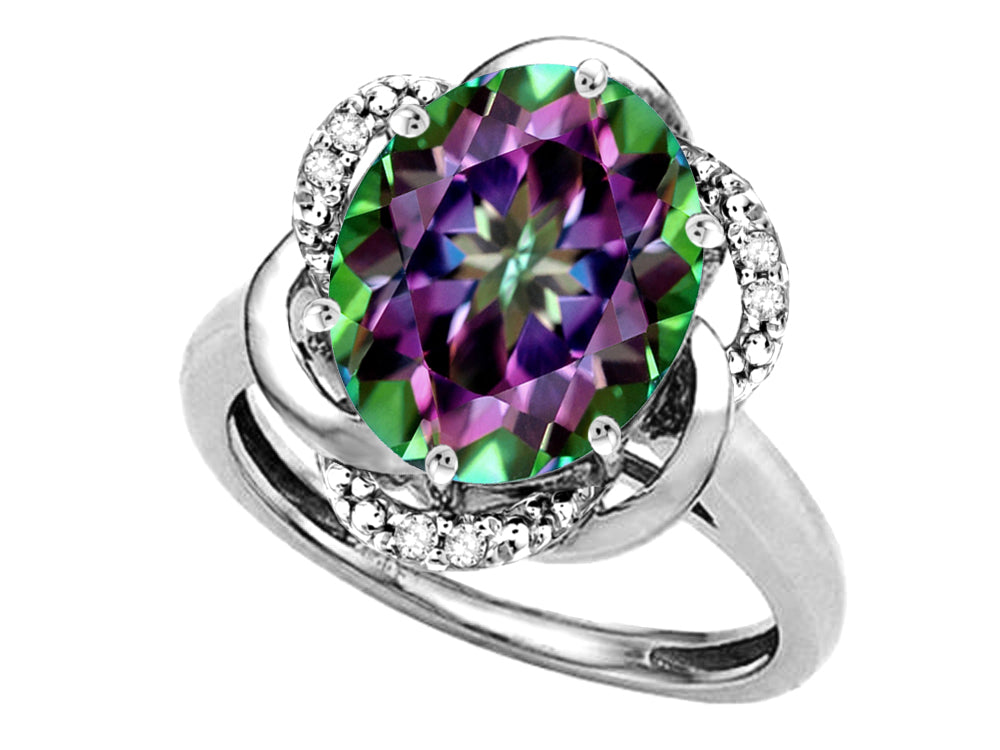 Star K  Large Oval 12x10mm Rainbow Mystic Topaz Knot Big Stone Ring